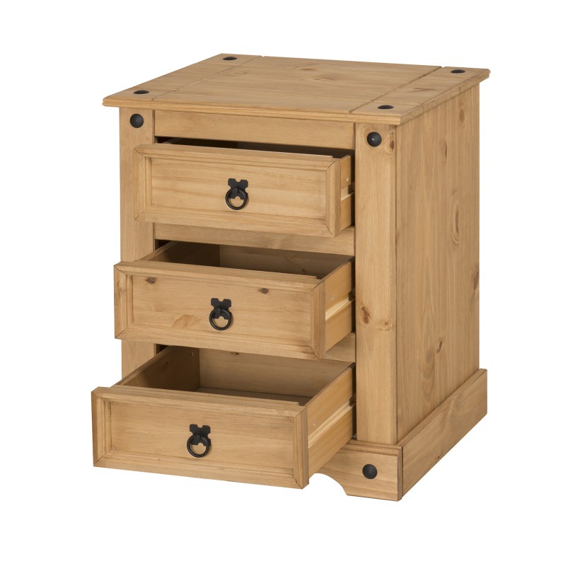 Corona 3 Drawer Bedside